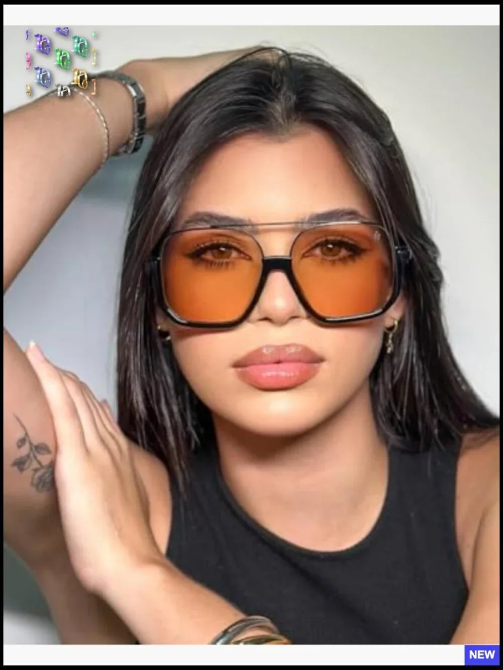 Oversized Retro Aviator Sunglasses Double Bridge Pilot Square Frame Unisex